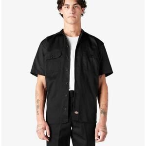 Dickies Men's Twill Work Shirt Medium- Black S535